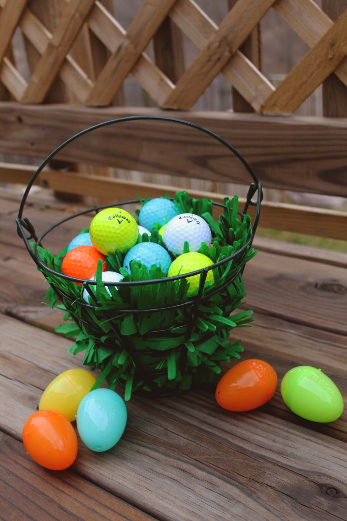 The bunny has laid golf ball eggs in a variety of  Easter colors!
